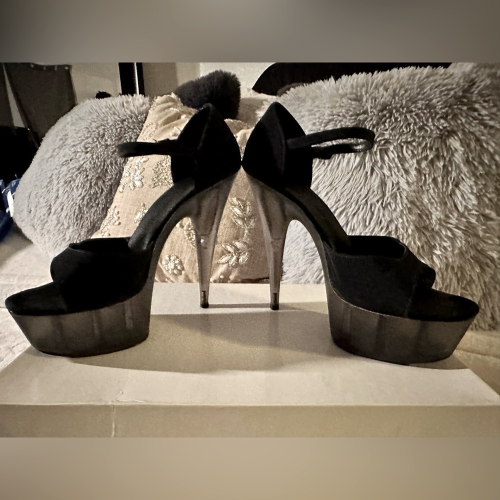 Black Suede Exotic Dancer / Stripper Stilettos - Size 7 - “Red Shoes from Vegas”